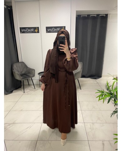 balon kol saten elbise