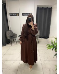 balon kol saten elbise