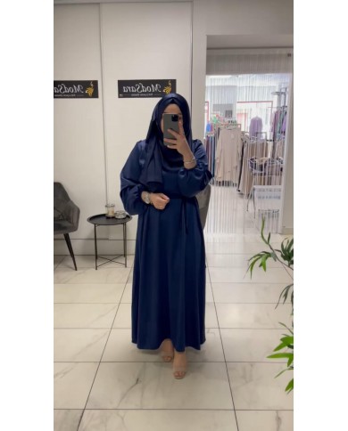 balon kol saten elbise