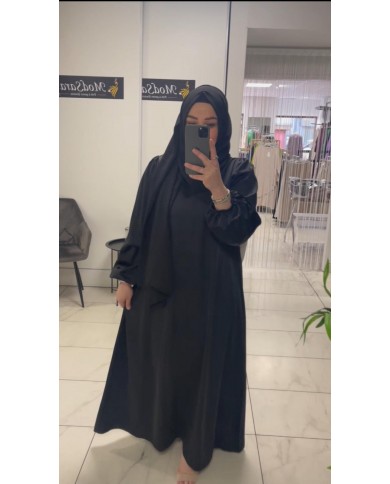 balon kol saten elbise