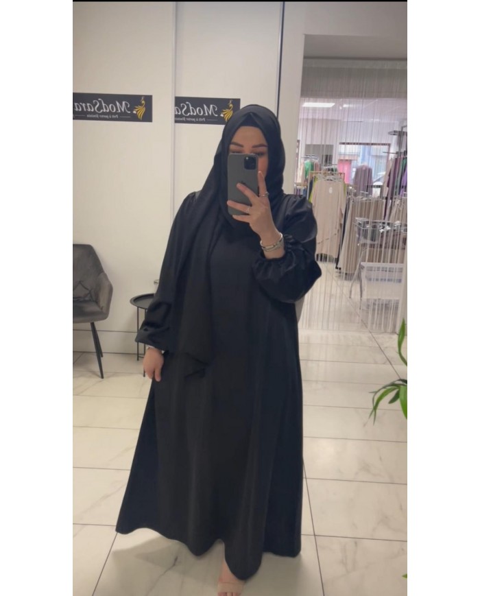 balon kol saten elbise